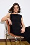 Limited Edition Siyah Bodycon Asimetrik Yaka Kolsuz Aksesuarlı Maxi Esnek Örme Elbise TWOSS26EL00258