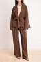 Kahverengi Oversize Dökümlü Kimono Geniş Paça Pantolon Alt - Üst Takım TCTSS26US00048 - 4