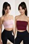 Burgundy-Pink 2-Pack Seamless/Seamless Ribbed Strapless Knitted Sports Bra Twoss21Ss0061 - 3