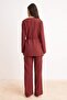 Bordo Dökümlü Kimono Pantolon Alt - Üst Takım TCTSS26US00033 - 4