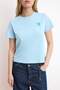 Açık/Bebe Mavi Nakışlı Regular/Normal Kalıp Kısa Kollu %100 Pamuk Örme T-Shirt TWOSS26TS00124 - 3