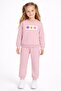 Pink Smiling Face Embroidered Fleece-Lined Girls' Tracksuit Set 23356