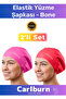 Premium Waterproof Leak-Proof Colorful Silicone Swimming Pool Sea Cap Elastic Swimming Hat Set of 2
