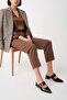Desti̇ny Gold Buckle Single Strap Pointed Toe Women's Heeled Slippers - 7