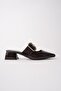 Desti̇ny Gold Buckle Single Strap Pointed Toe Women's Heeled Slippers - 5