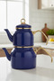 Sapphire Gold Navy Blue Enamel Teapot Set – Double - 2