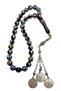 Handcrafted Round Kuka Blue Orange Giant Size Rosary with Coral and Turquoise Stones, Brass Embellished Aleppo Tassel - 3