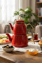 Red Premium Enamel Teapot – Double Teapot with Gold Handle - 2