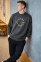 Star Printed Relaxed Fit Men's Smoked Sweatshirt - 4