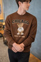 Men's Chicago Printed Casual Brown Sweatshirt - 2