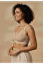 Women's Wide Strap Openable Button Patterned Padded Unwired Unpadded Ribbed Striped Ghost Bra - 2