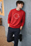 Star Printed Relaxed Fit Men's Red Sweatshirt - 4