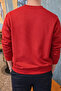 Star Printed Relaxed Fit Men's Red Sweatshirt - 5