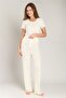 Kimberly Pointelle Pants Pajama Bottoms - Ecru - 5