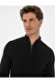 Black Slim Fit Stand Collar Zippered Knitwear Sweater 50315732-Vr046 - 2