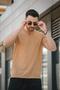 تي شيرت Burchard Triangle Piping Waffle Slim Fit للرجال برقبة على شكل حرف V - 2