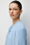 4563 Women's Collared Shirt with Elastic Sleeves and Loose Muslin Fabric, Baby Blue - 5