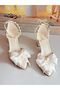 Women's Ecru 5 cm Pearl Bow Bridal Shoes - 6