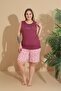 Women's Milan Fabric Large Size Curve Printed Patterned Shorts Pajama Set - 3
