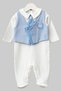 100% Cotton Baby Boy 3-Piece Hospital Discharge Set – Hat, Overalls and Blanket – Blue Vest - 4