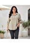 Plus Size Crinkle Batik Stone Decorated Shirt Bluse