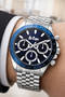 Silver-Blue Color Steel Strap & Case Functional Men's Wristwatch 3Atm Bracelet Sdlc003 - 3
