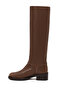 Women's Brown Buckle Leather Boots 25Wfd101518 - 3