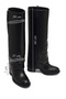 Women's Black Thick Heeled Leather Boots 25Wfd185918 - 4
