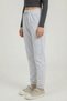 Women's Elastic Cuffed Regular Fit Jogger Sweatpants with Pockets Gray Melange - 3