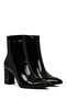 Women's Black Zippered Thick Heeled Patent Leather Boots 25Wfd130916 - 3