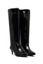 Women's Black Short Thin Heeled Patent Leather Boots 25Wfe481416 - 2