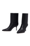 Women's Black Thin Heeled Leather Boots 25Afd490318 - 3