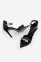 Women's Pointed Toe Ankle Lock Closure Buckle Strap Classic Heeled Sandals Sophira Black - 7