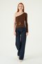 Brown Single Sleeve Buckled Blouse 8261A - 3