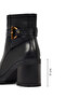 Women's Black Zippered Thick Heeled Leather Boots 25Wfd188518 - 5