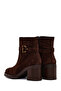 Women's Brown Zippered Thick Heeled Suede Leather Boots 25Wfd188510 - 7