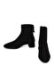 Women's Black Zippered Short Thick Heeled Suede Leather Boots 25Wfd142210 - 4