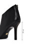 Women's Black Back Zipper High Thin Heeled Leather Boots 25Wfd163218 - 2