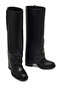 Women's Black Thick Heeled Leather Boots 25Wfd185918 - 7