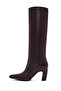 Women's Burgundy Thick Heeled Leather Boots 25Wfd491918 - 3