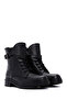 Women's Black Zippered Buckle Detailed Leather Casual Boots 25Wfd2904Ft - 4