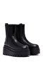 Women's Black Zippered Thick Soled Leather Boots 25Wfd187818 - 5