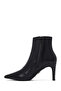 Women's Black Zippered Thin Heeled Leather Boots 25Wfd161118 - 4