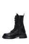 Women's Black Zippered Leather Boots 25Wfd182118 - 4