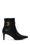 Women's Black Zippered Thin Heeled Boots 25Afe480818