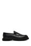 Men's Black Thick Sole Genuine Leather Loafer, Winter Shoes 25Wfd8200Ft