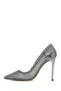 Women's Silver Stone-Studded High Stiletto Heel Genuine Leather Stiletto, Heeled Shoes 25AFD1206TS - 5