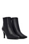 Women's Black Zippered Thin Heeled Leather Boots 25Wfd161118 - 3