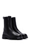 Women's Black Zippered Thick Soled Leather Boots 25Wfd180318 - 4
