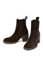 Women's Brown Thick Heeled Suede Leather Chelsea Boots 25Wfd151510 - 3